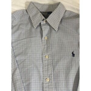 Polo Ralph Lauren Alcott Shirt Mens 16.5 Blue White Grid Check Button Down